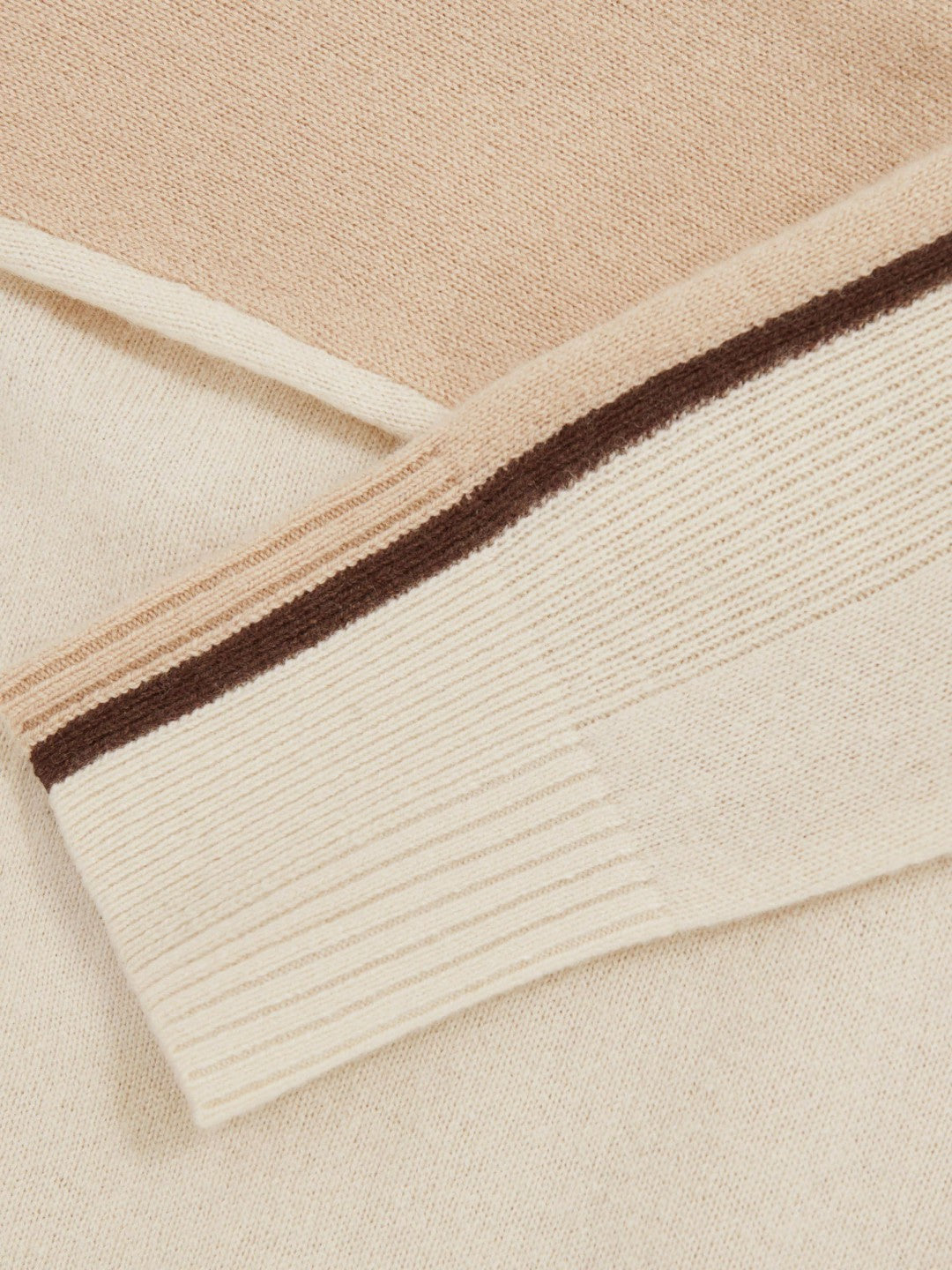 Wool-Blend Colour-Block Jumper With Cashmere in Cream/Neutral