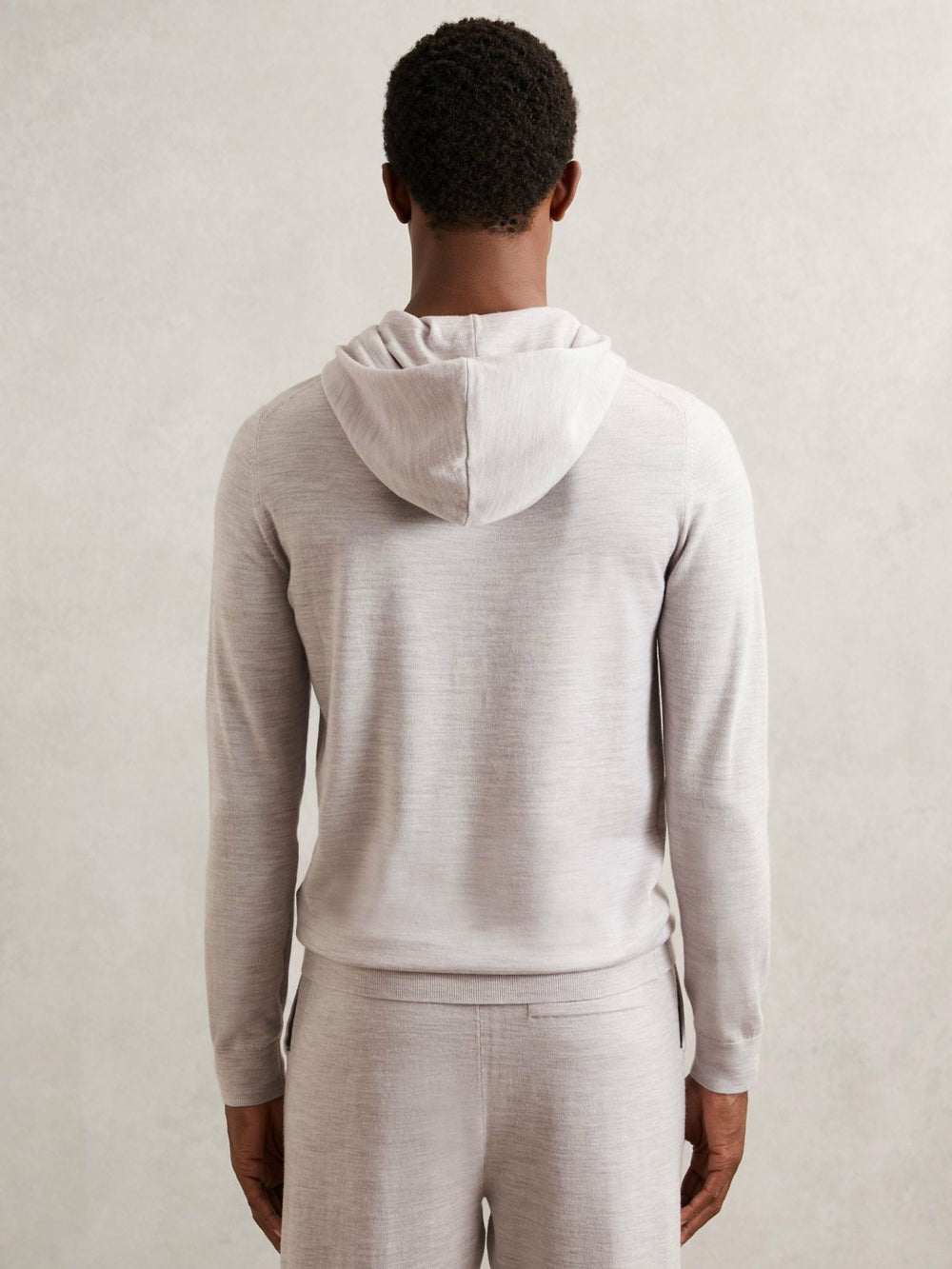 Merino Wool Drawstring Hoodie in Wicker Brown Melange