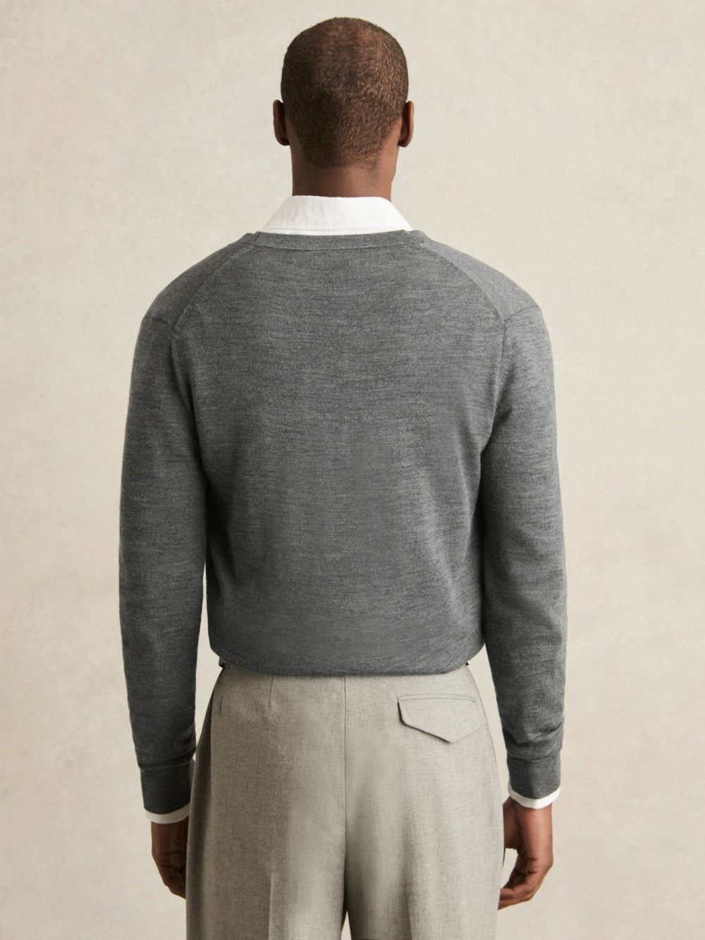 Merino Wool Button-Through Cardigan in Derby Grey Melange