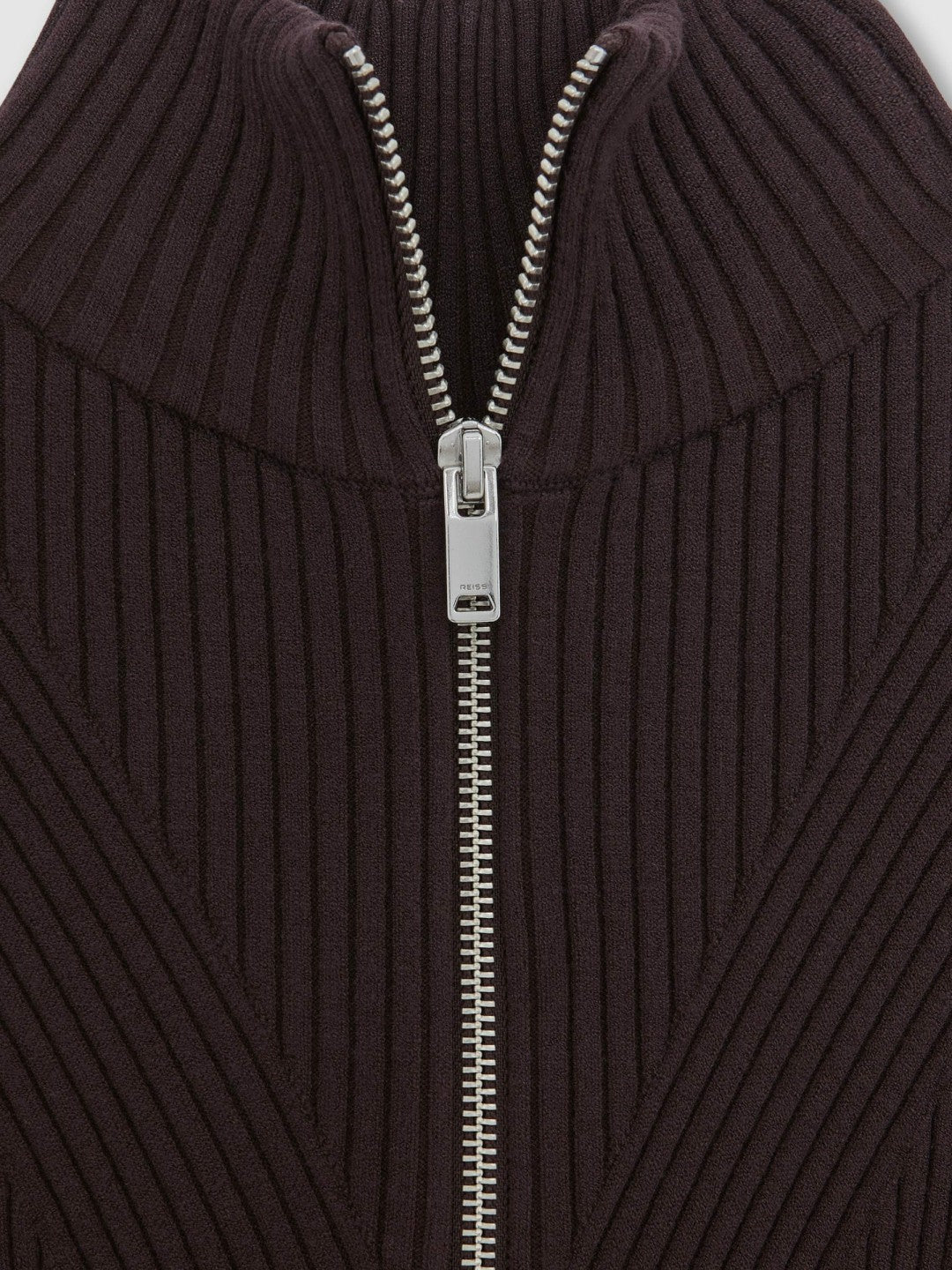 Rib-Knit Belted Half-Zip Flippy Dress in Plum Purple