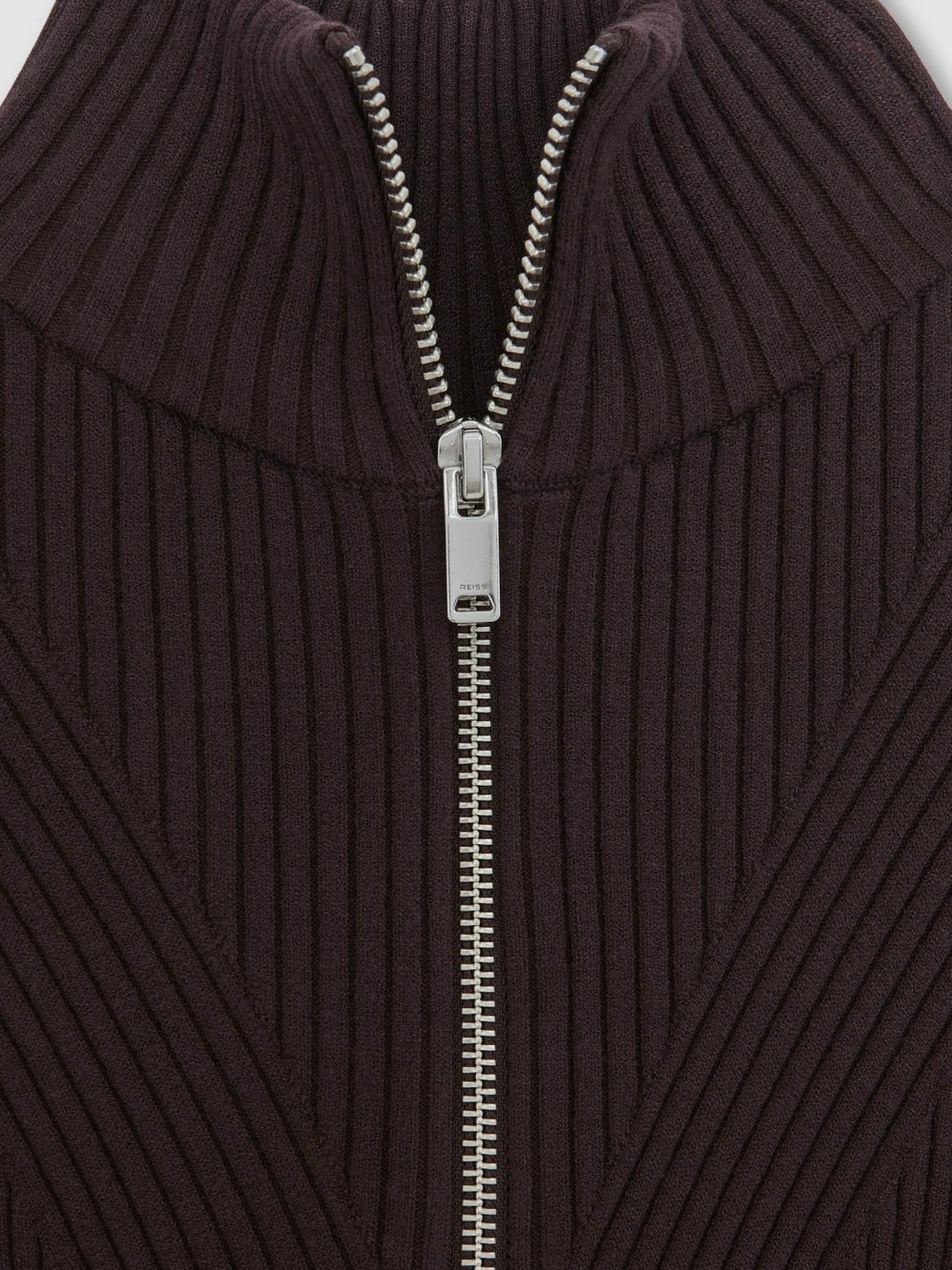 Rib-Knit Belted Half-Zip Flippy Dress in Plum Purple