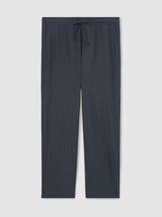 Textured Stripe Drawstring Trousers in Petrol Blue