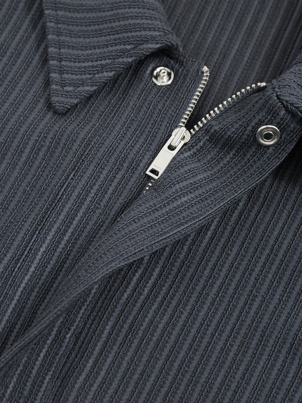 Oversized Textured Stripe Polo Shirt in Petrol Blue