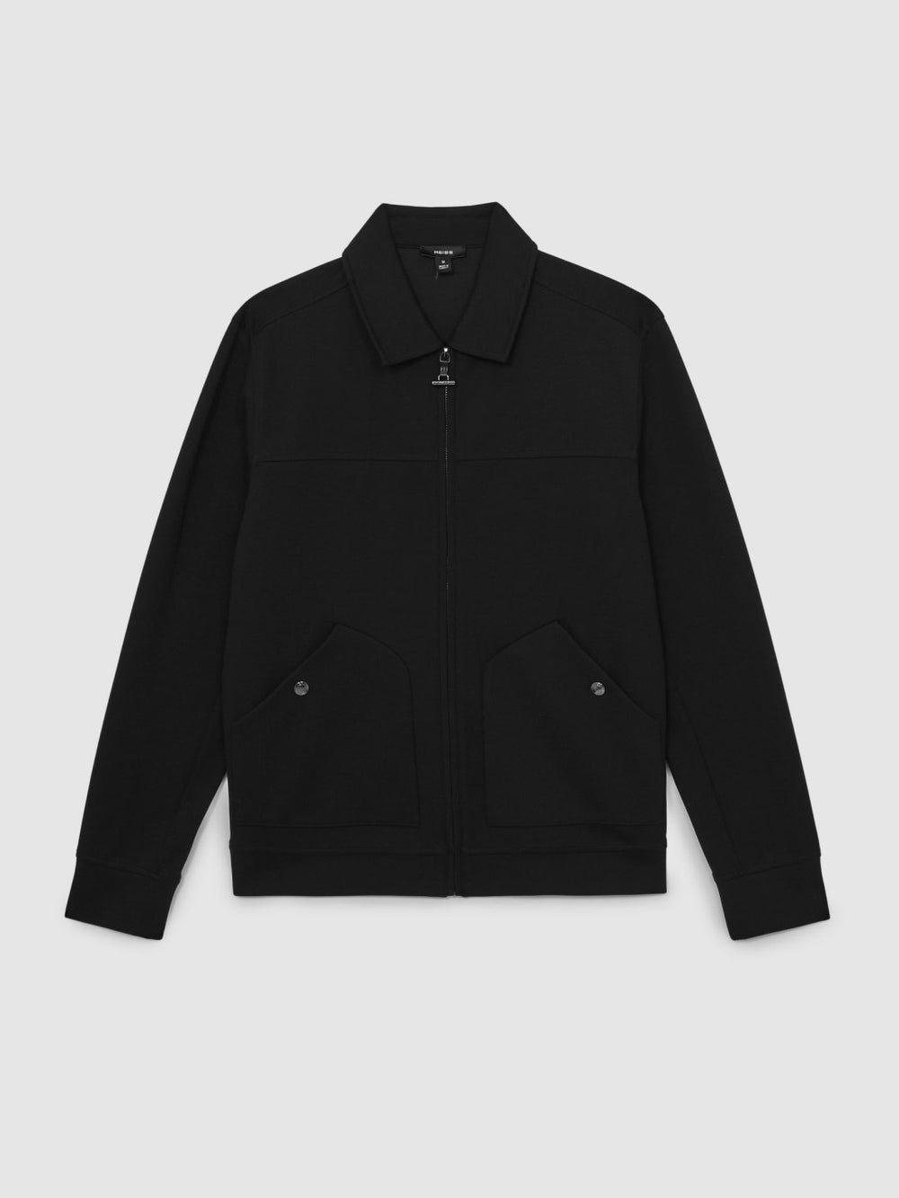Interlock Zip Through Overshirt in Black