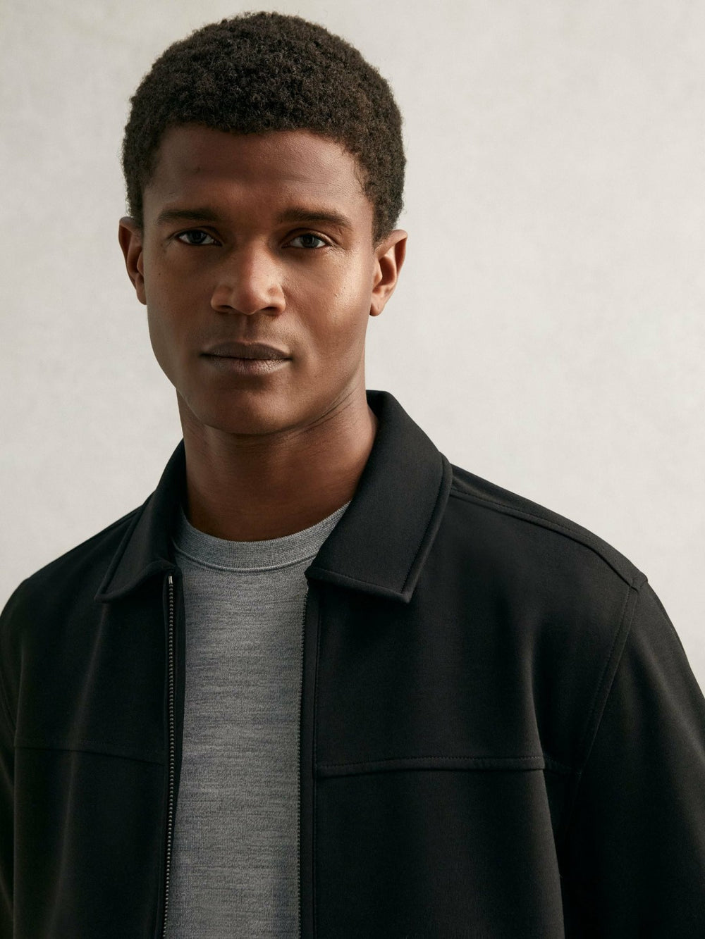 Interlock Zip Through Overshirt in Black