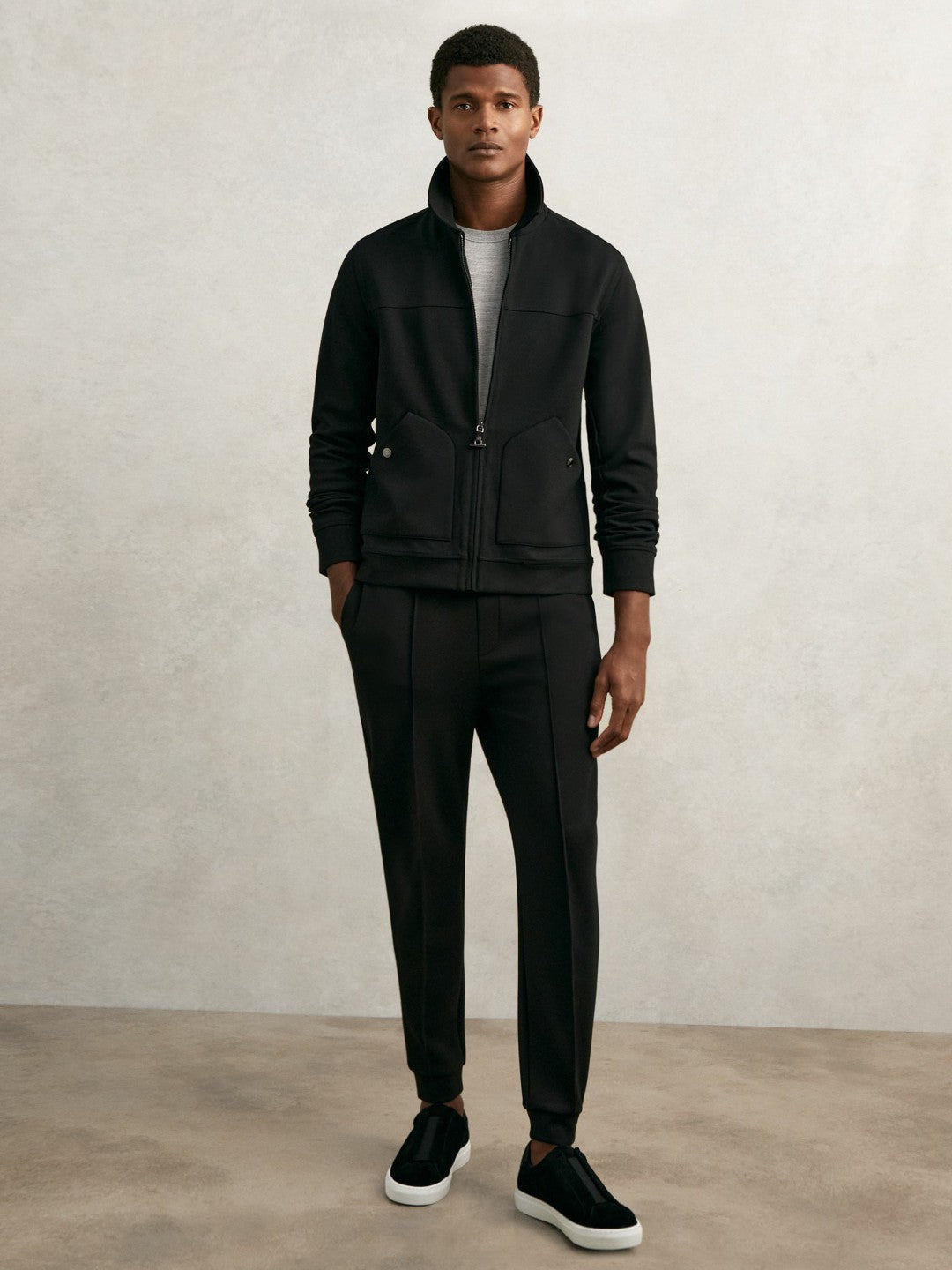 Interlock Zip Through Overshirt in Black