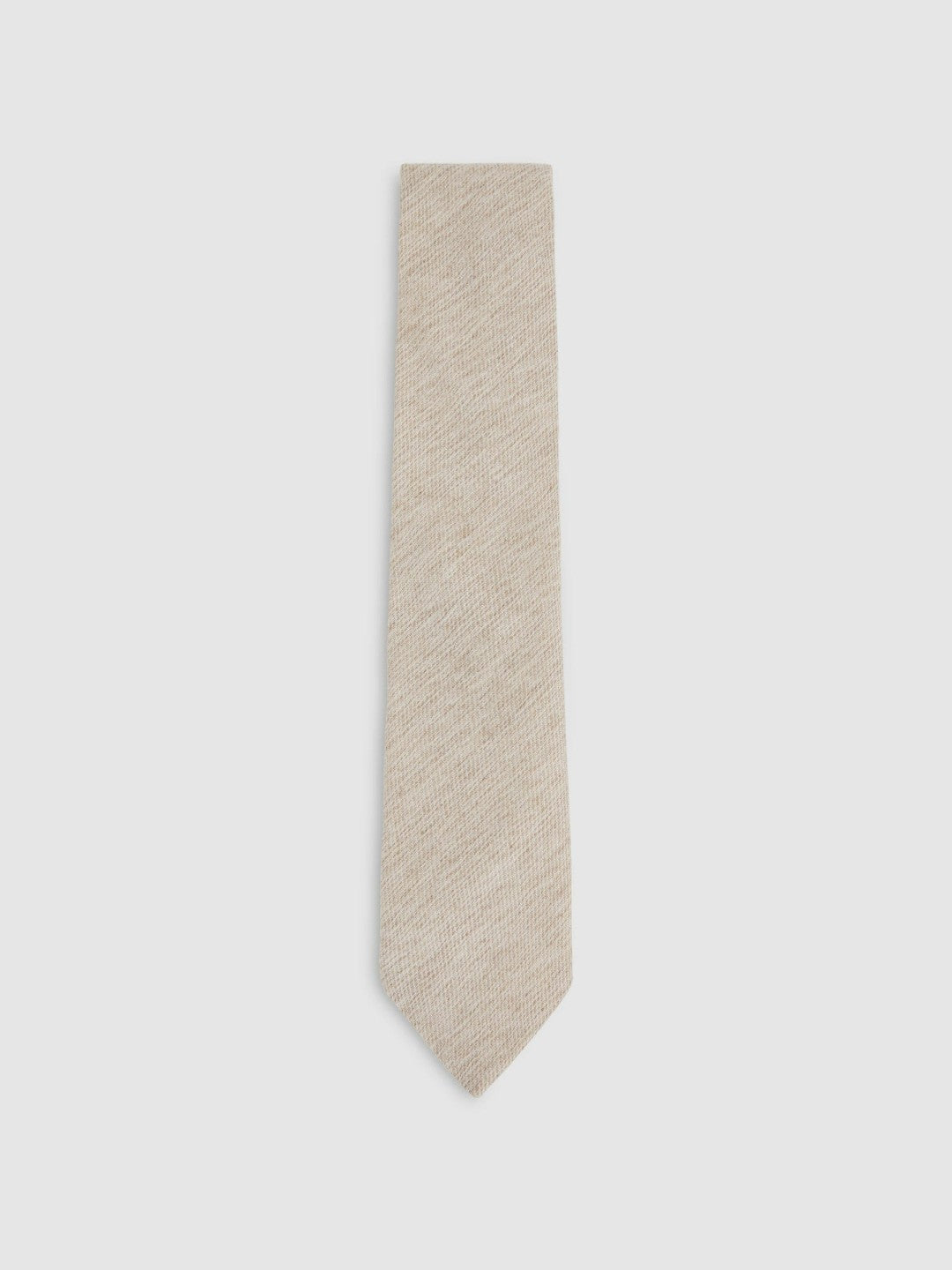 Wool-Silk Textured Tie in Oatmeal