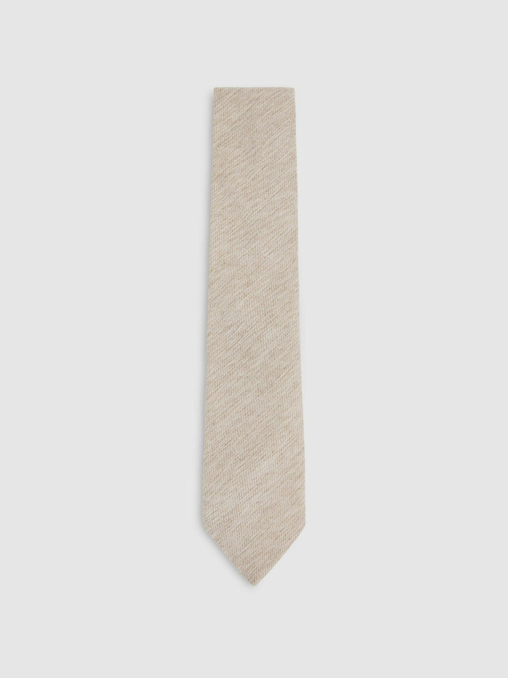 Wool-Silk Textured Tie in Oatmeal