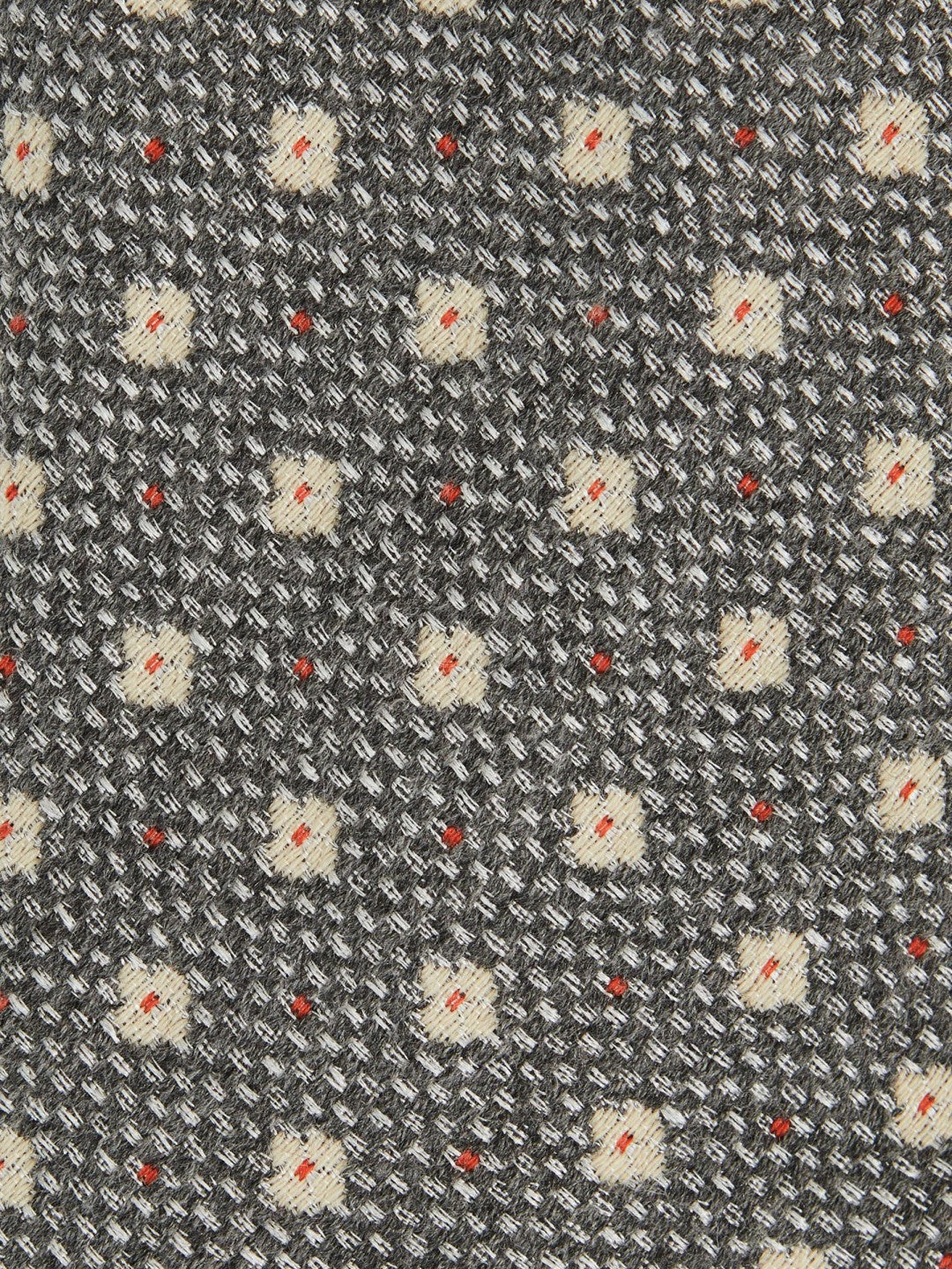 Wool-Silk Floral-Medallion Tie in Grey