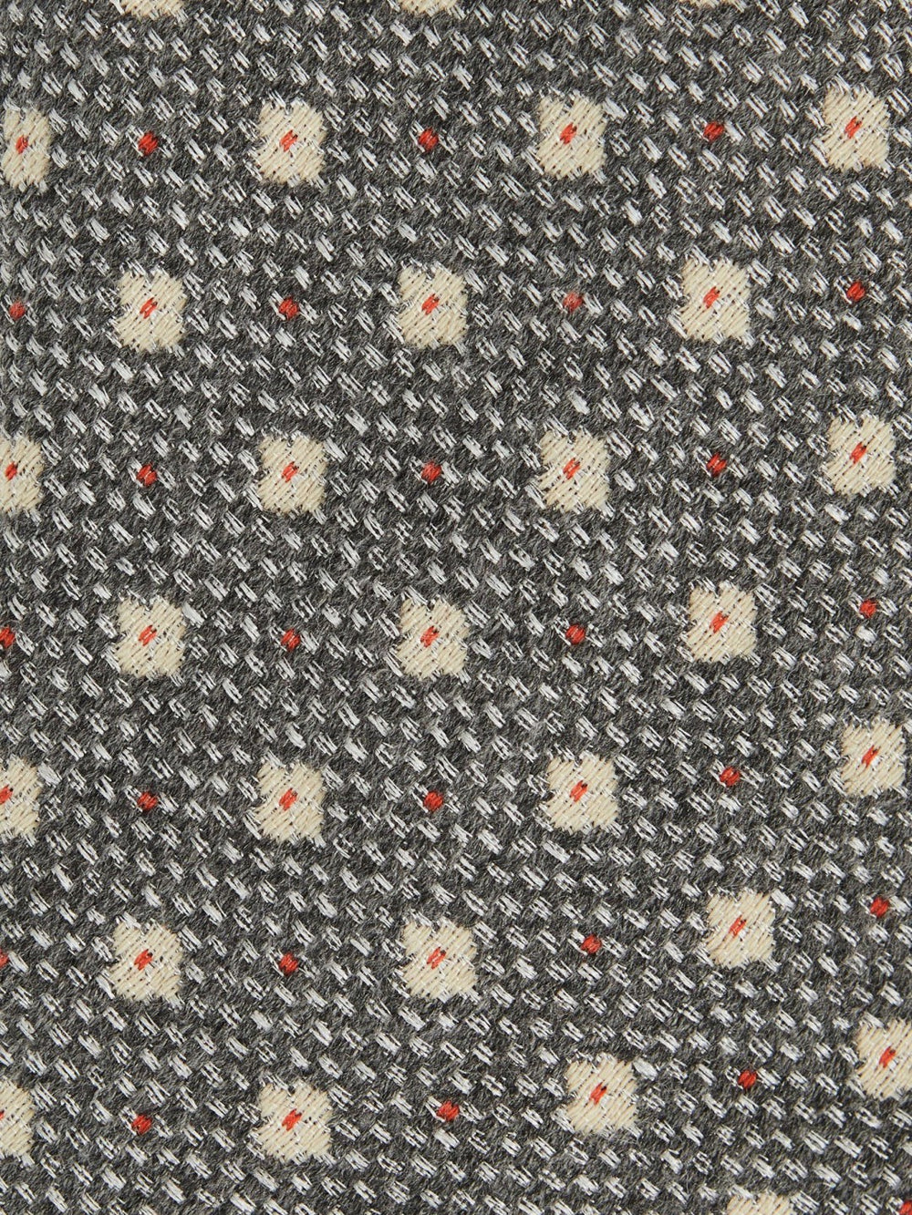 Wool-Silk Floral-Medallion Tie in Grey