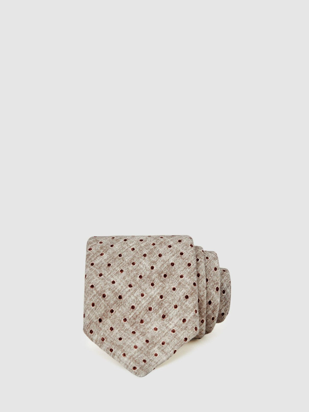 Wool-Cotton Polka-Dot Tie in Grey Melange