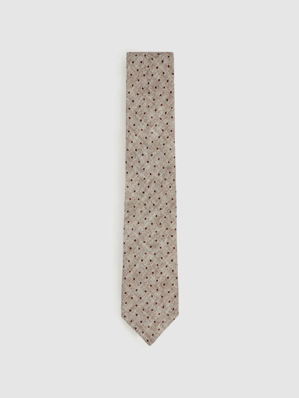 Wool-Cotton Polka-Dot Tie in Grey Melange