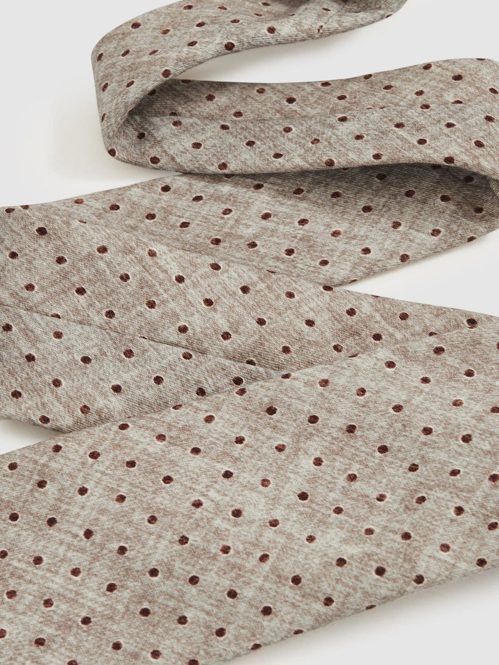 Wool-Cotton Polka-Dot Tie in Grey Melange