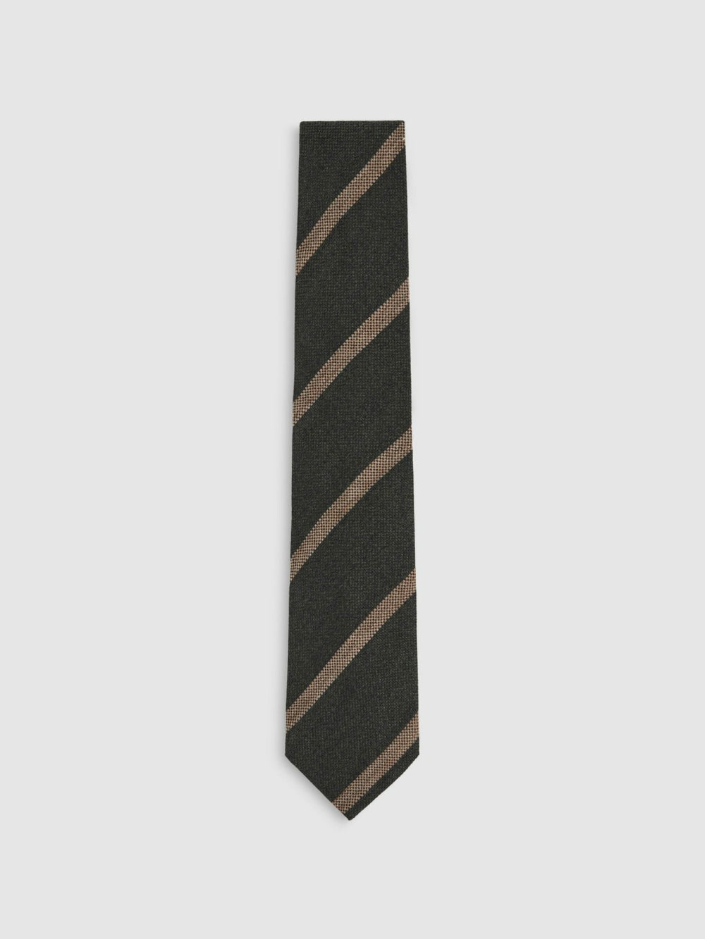 Wool-Silk Striped Tie in Forest Green