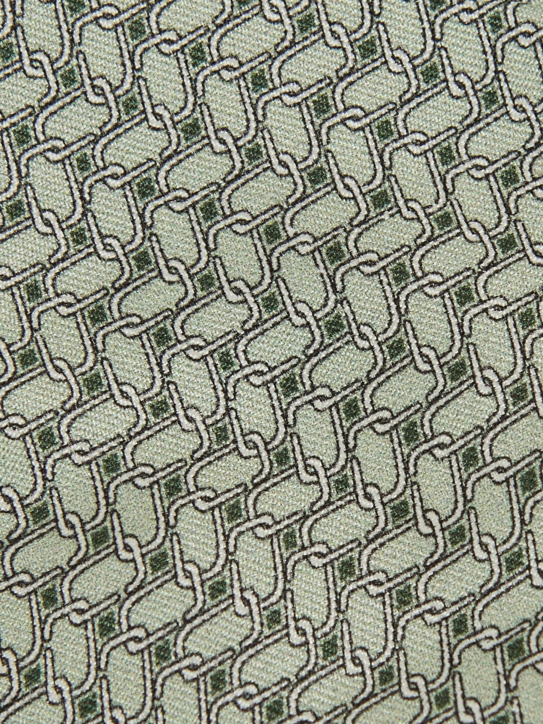 Silk Geometric-Chain Print Tie in Sage