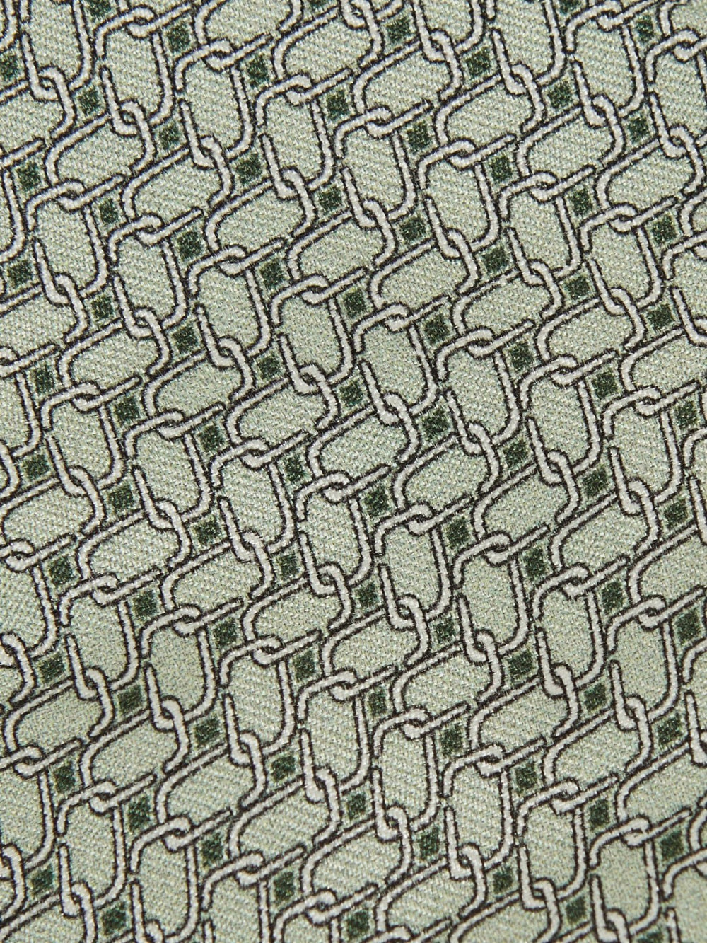 Silk Geometric-Chain Print Tie in Sage