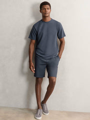Textured Crew-Neck T-Shirt in Airforce Blue