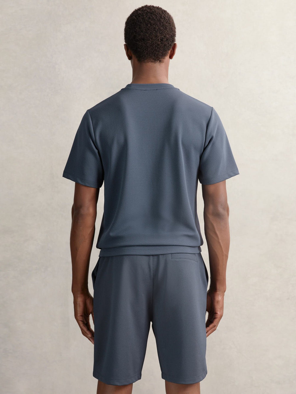 Textured Crew-Neck T-Shirt in Airforce Blue