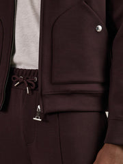 Interlock Zip Through Overshirt in Cherry Red
