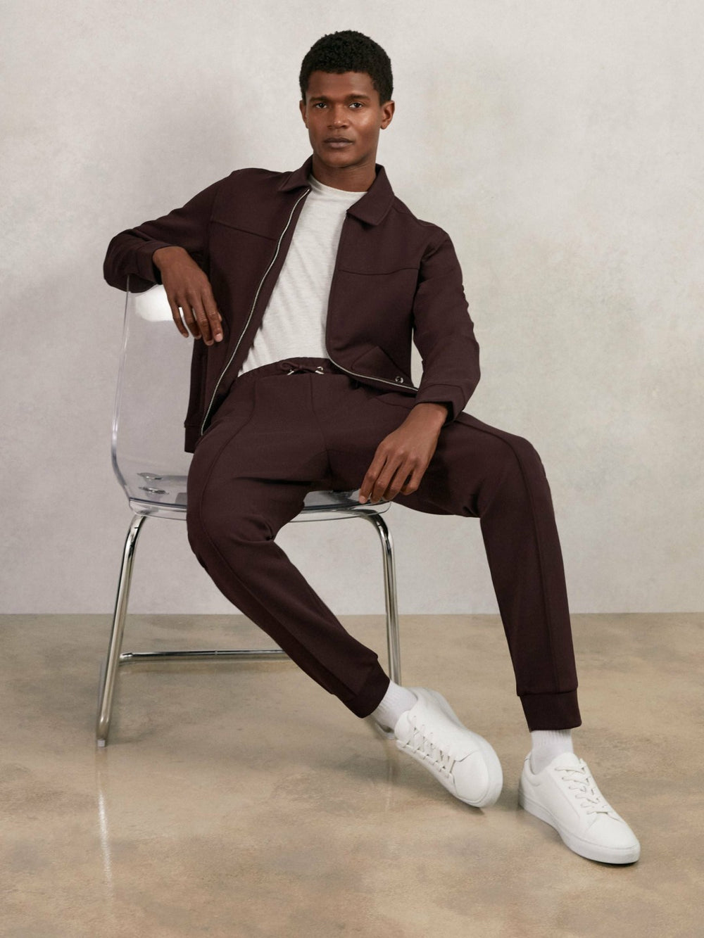 Interlock Zip Through Overshirt in Cherry Red
