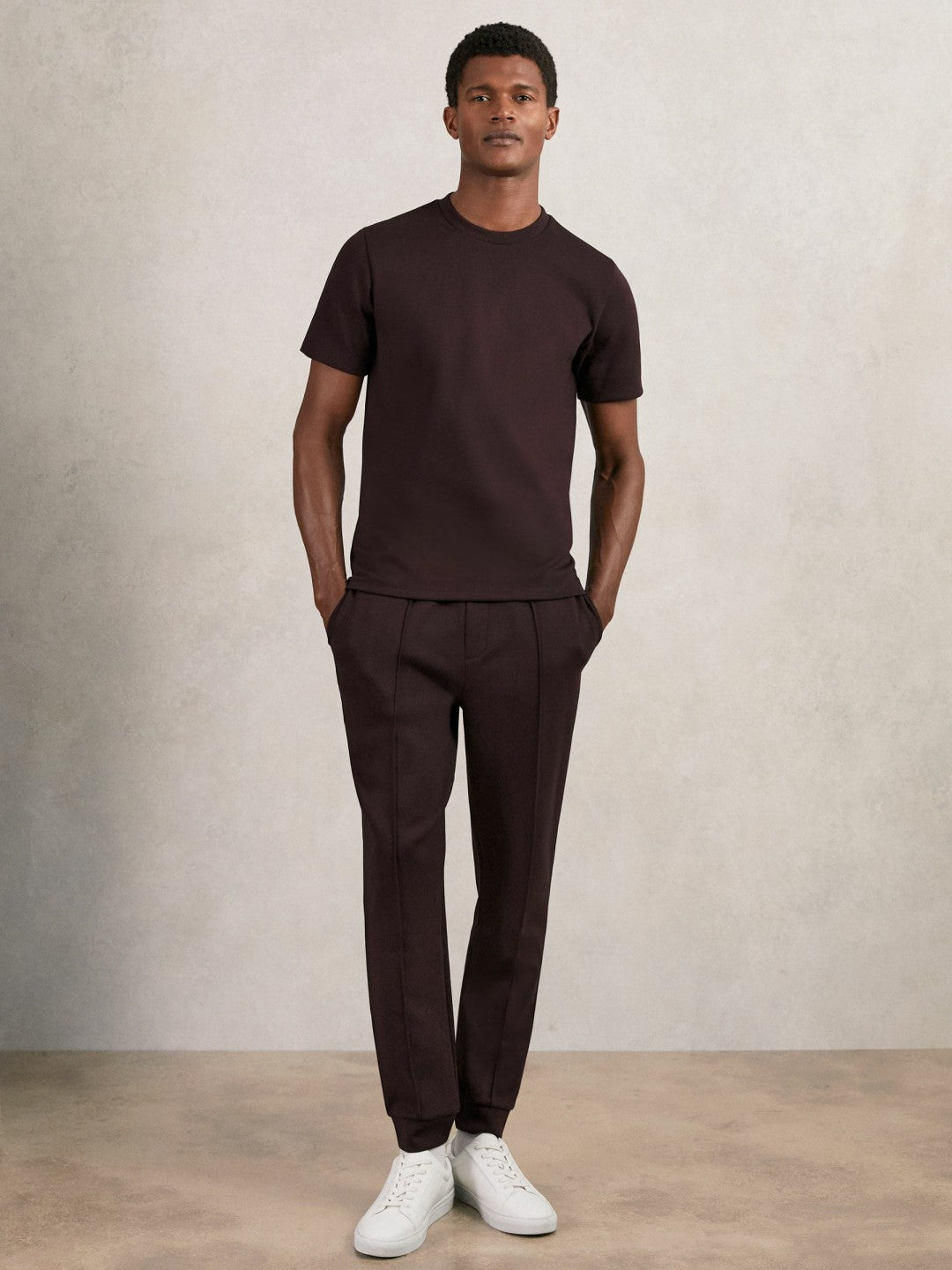 Interlock Drawstring Joggers in Cherry Red