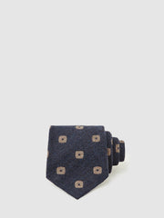 Silk-Wool Square-Medallion Tie in Navy