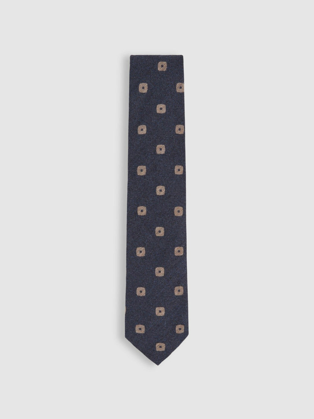 Silk-Wool Square-Medallion Tie in Navy