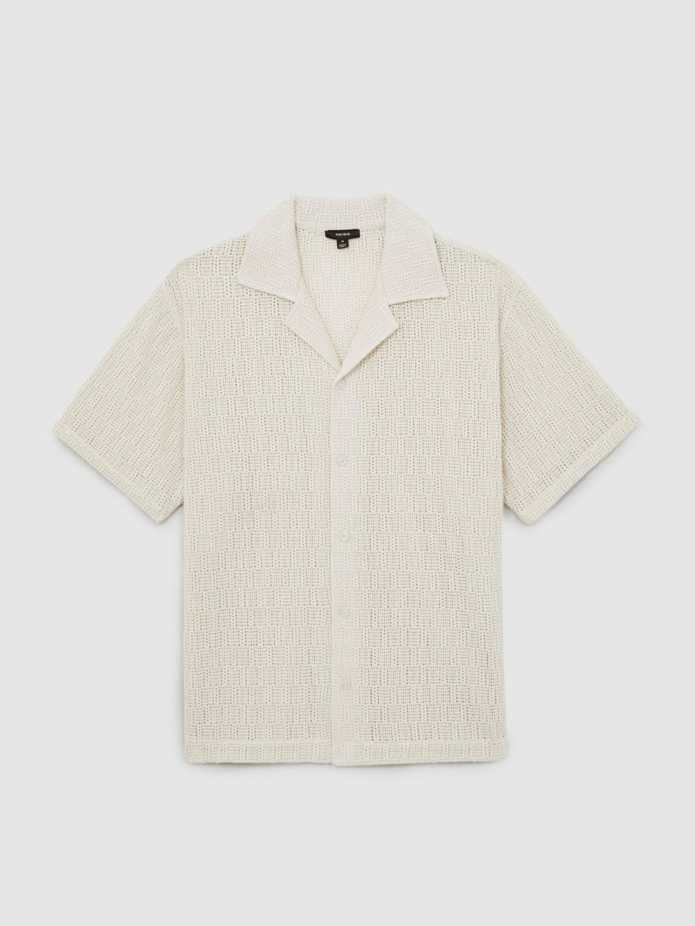 Cotton-Blend Crochet Shirt in Off White