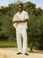 | Ché Linen Wide-Leg Trousers in White