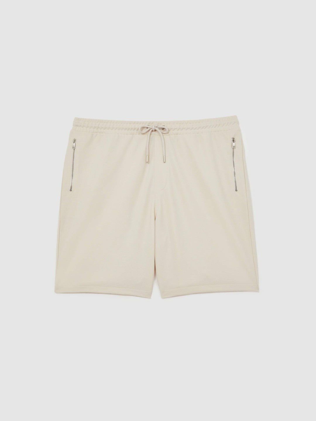 Textured Drawstring Shorts in Stone