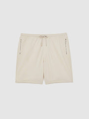 Textured Drawstring Shorts in Stone