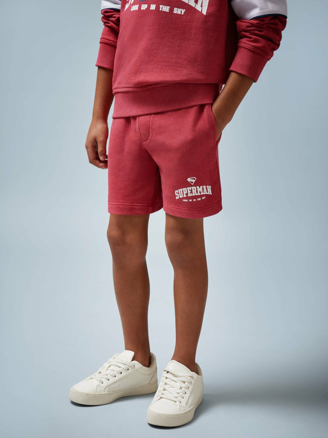 9-13 yrs Superman Cotton Logo Shorts in Red