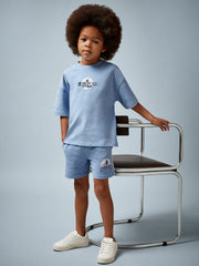 9-13 yrs Superman Logo-Print Shorts in Light Blue