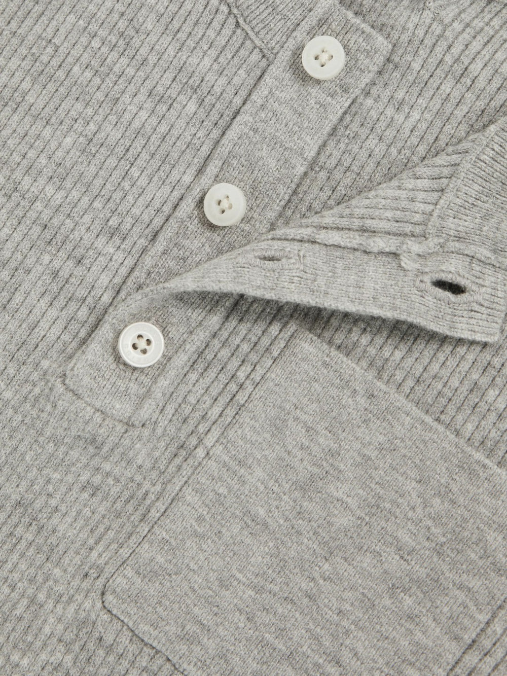 9-13 yrs Cotton-Blend Rib-Knit Henley Top in Mid Grey Melange