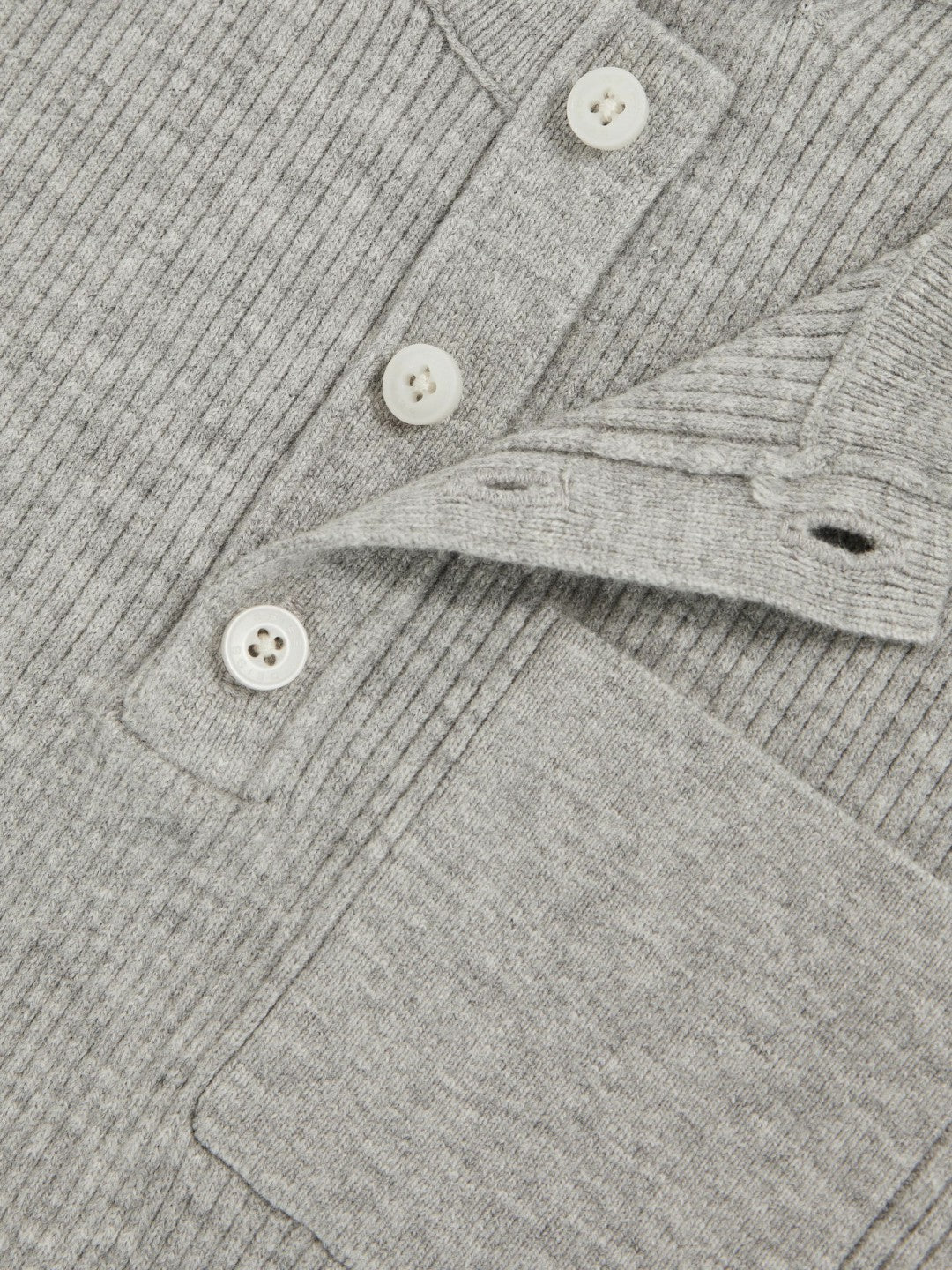 3-9 yrs Cotton-Blend Rib-Knit Henley Top in Mid Grey Melange