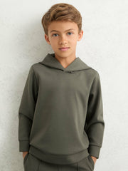 9-13 yrs Interlock Jersey Hoodie in Dark Sage