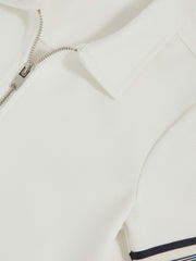 9-13 yrs Textured Half Zip Polo Shirt in White