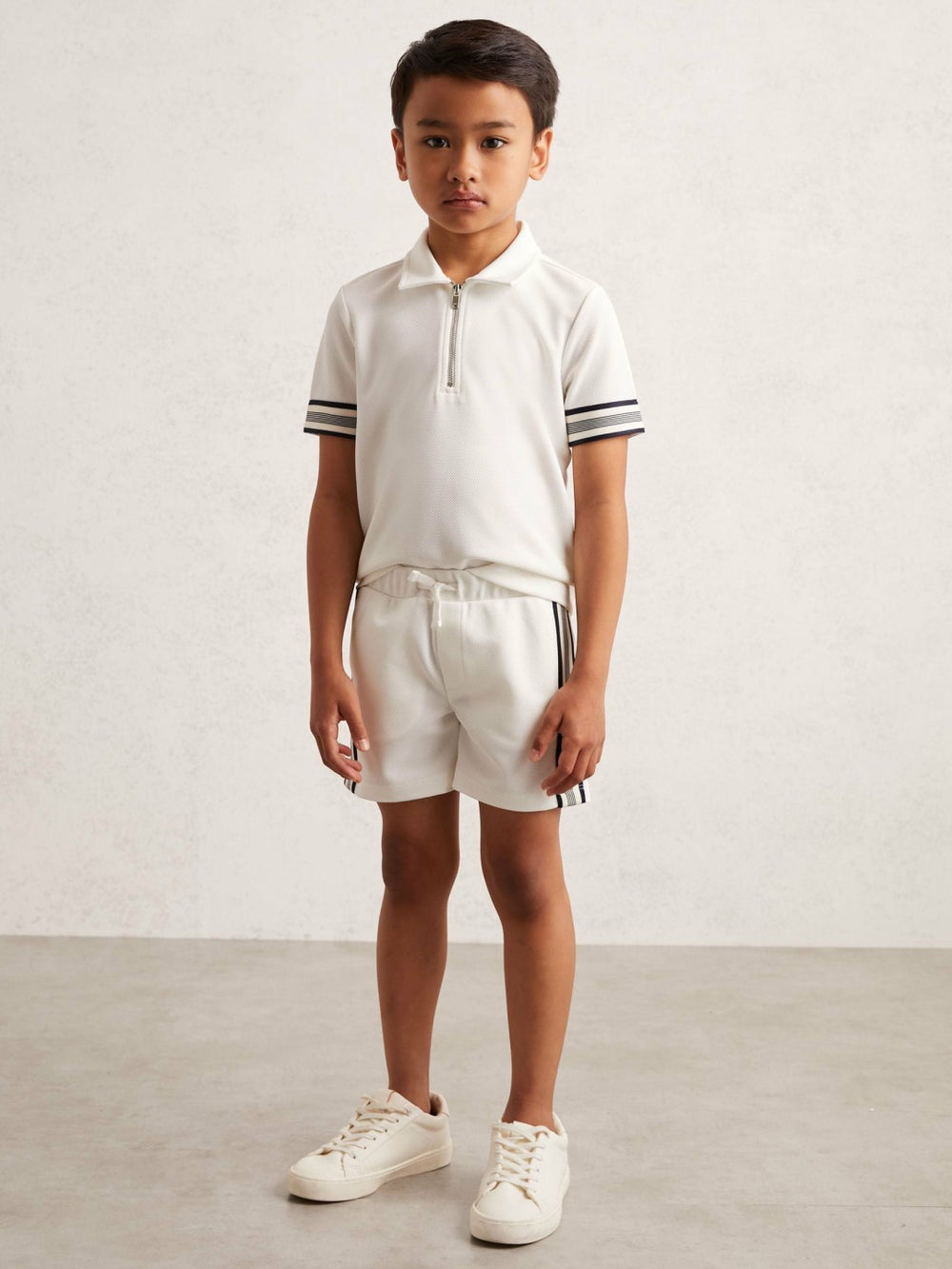 9-13 yrs Side Stripe Textured Shorts in White