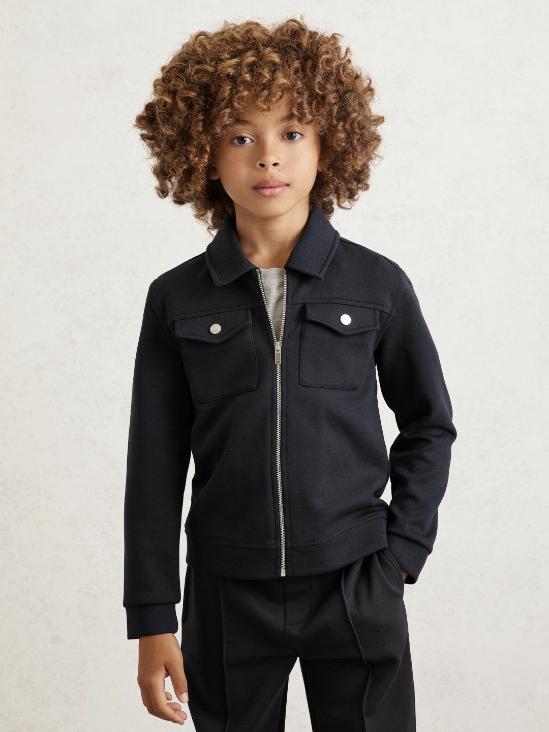 3-9 yrs Interlock Zip Through Overshirt in Navy Blue