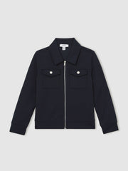 3-9 yrs Interlock Zip Through Overshirt in Navy Blue