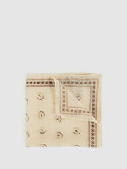 Wool Motif Print Pocket Square in Off White