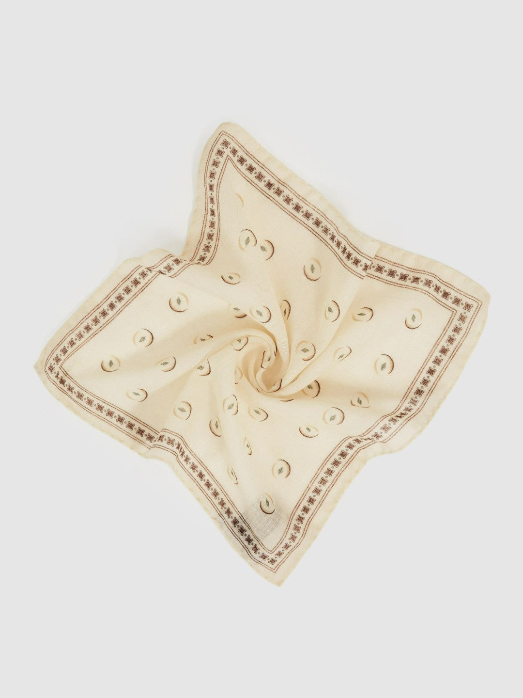 Wool Motif Print Pocket Square in Off White