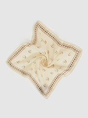 Wool Motif Print Pocket Square in Off White