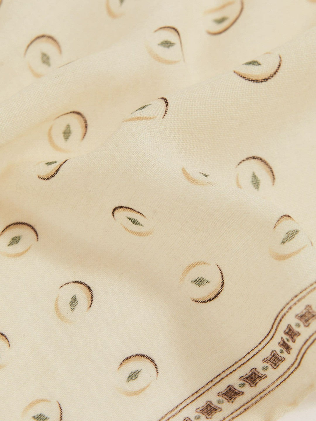 Wool Motif Print Pocket Square in Off White