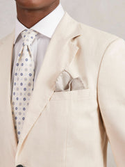 Wool Silk Textured Pocket Square in Oatmeal