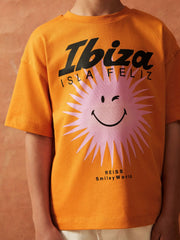 9-13 yrs SmileyWorld Sun Motif T-Shirt in Orange