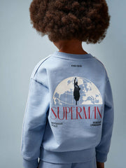 9-13 yrs Superman Logo Print Sweatshirt in Light Blue