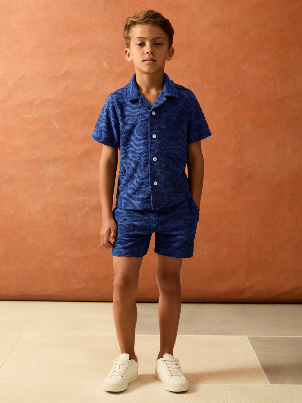 3-9 yrs SmileyWorld Wave Texture Shirt in Bright Blue