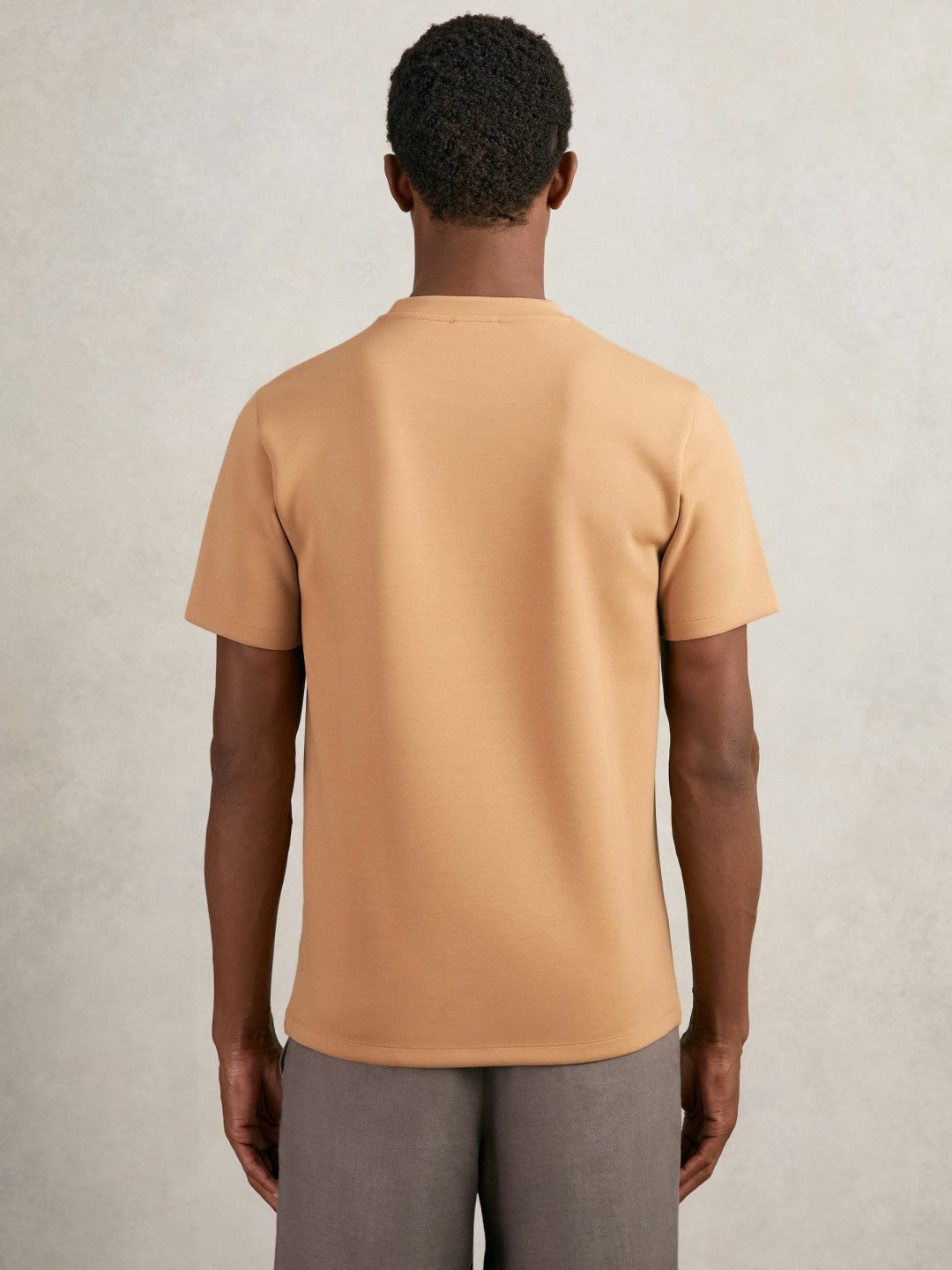 Interlock Jersey Crew Neck T-Shirt in Light Camel Brown