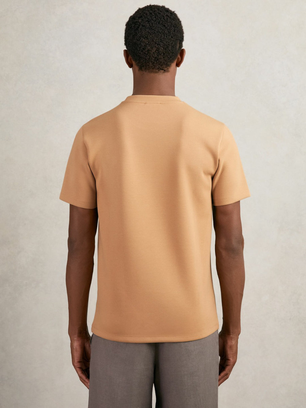 Interlock Jersey Crew Neck T-Shirt in Light Camel Brown